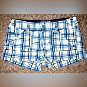 American Eagle Outfitters Blue White Yellow Plaid Shorts